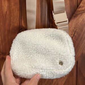 Cream Sherpa Crossbody Bag